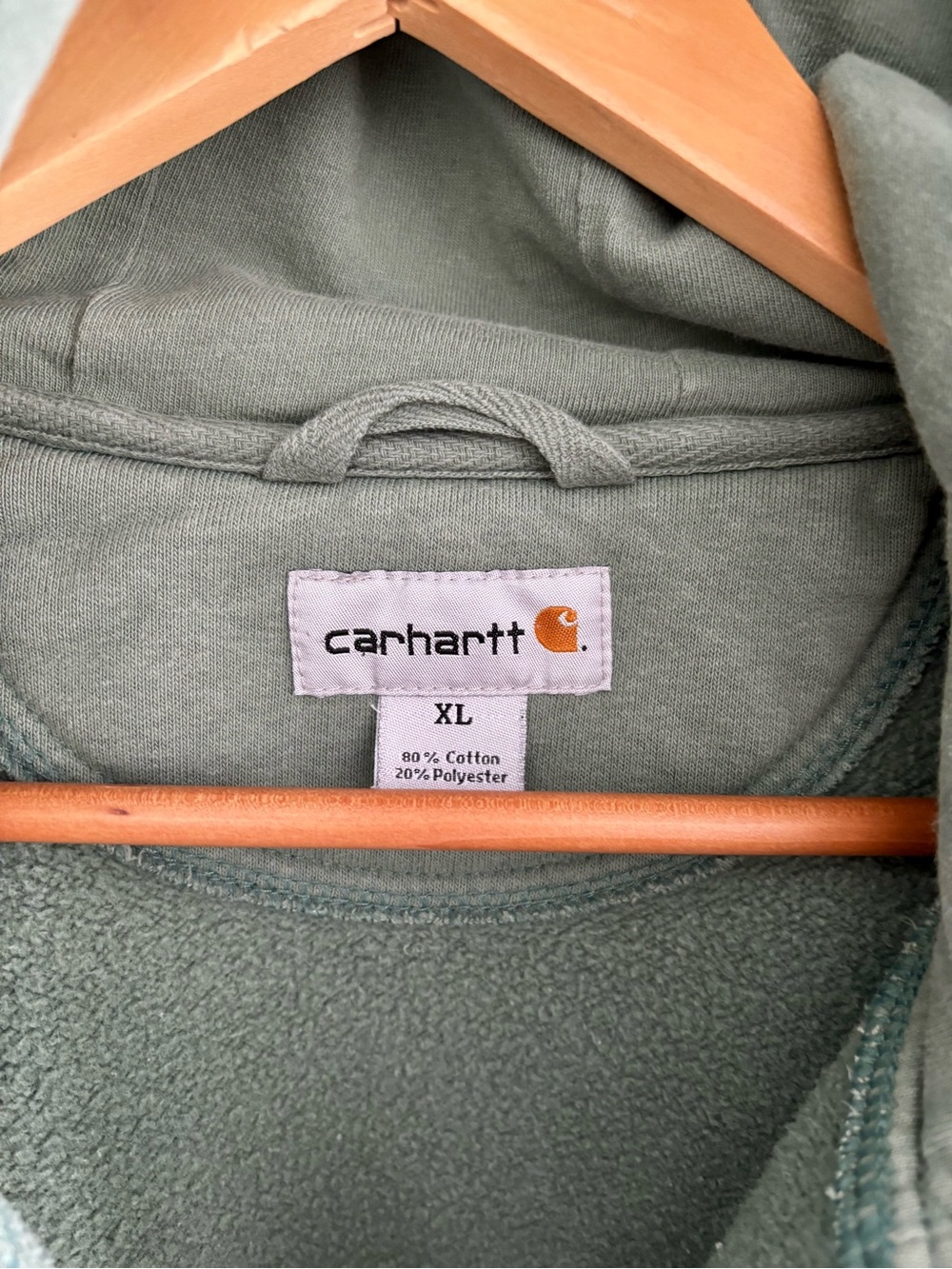 Carhartt heavyweight full zip hooded sweat shirt in light green. K185 MKG - Picture 9 of 11
